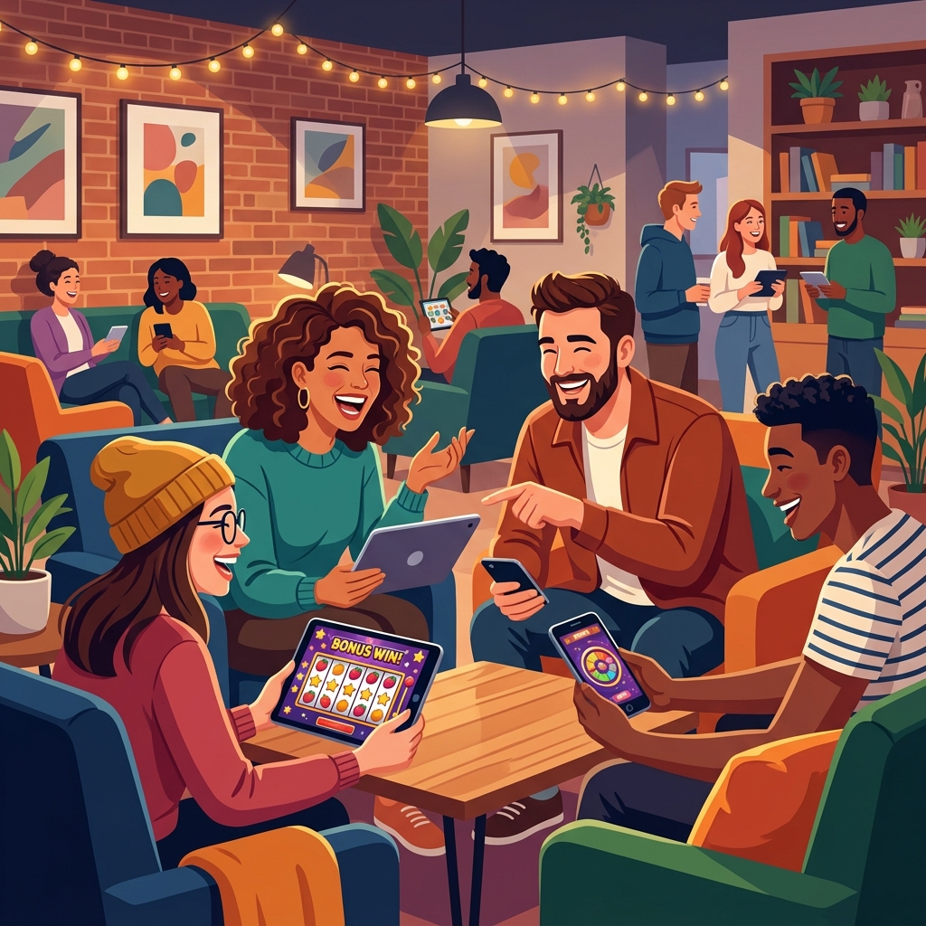 Friends playing social casino games